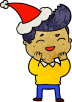 hand dragen texturerad tecknad serie av en man skrattande bär santa hatt png