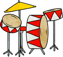 hand drawn textured cartoon doodle of a drum kit png