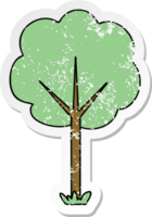 distressed sticker of a quirky hand drawn cartoon tree png