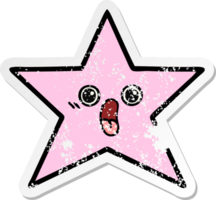 distressed sticker of a cute cartoon star fish png