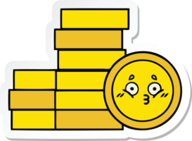 sticker of a cute cartoon coins png