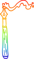 rainbow gradient line drawing of a cartoon fountain pen png