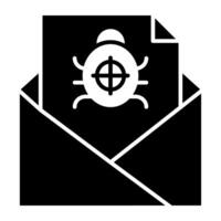 Virus on letter with envelope denoting concept of bug mail icon vector