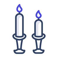 Editable colored linear design icon of burning candles vector