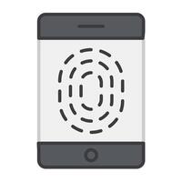 A flat design, icon of mobile fingerprint vector