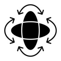 Rotating arrow with specific angle denoting concept of 360 degree rotation vector