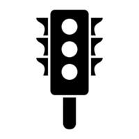 Traffic control signal lights icon in solid design vector