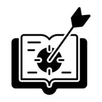 A glyph design, icon of book target vector