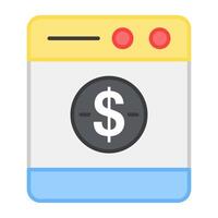 Dollar on web page showing concept of banking website vector