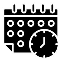 Clock with calendar, timetable icon vector