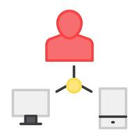 A flat design, icon of user network vector