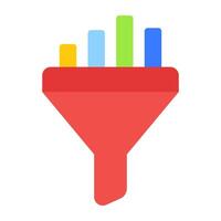 A flat design, icon of data funnel vector