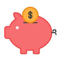 A flat design, icon of piggy bank vector