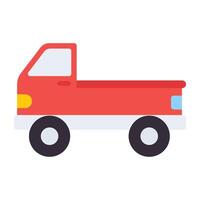 Pickup truck, luggage carrier in flat design. vector