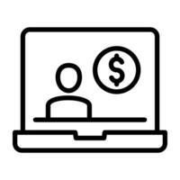 An outline design, icon of online investor vector