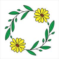 Round flower frame vector