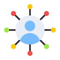 A flat design, icon of user network vector