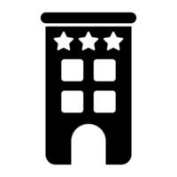 Three stars on building, concept of hotel icon vector