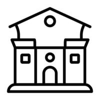 Building icon, linear design of school building vector