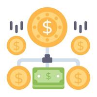 A flat design icon of dollar network vector