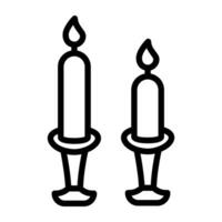 Editable linear design icon of burning candles vector