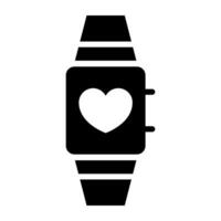 Watch with heart, concept of loving watch icon vector