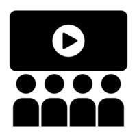 Avatars watching movie icon in flat design vector