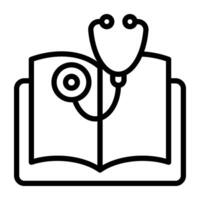 Booklet with stethoscope, medical book icon vector