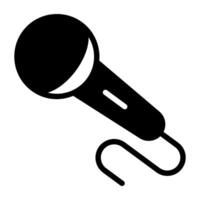 Mic, singing concept in solid icon vector