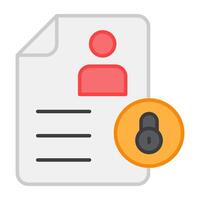 Resume with padlock, icon of secure cv vector