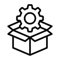 Gear with box, icon of seo package vector
