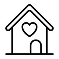 H   House with heart, linear design og home love vector