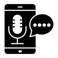 A glyph design, icon of mobile audio message vector