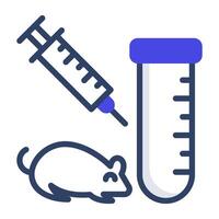 Rat with injection and tube, flat design of mouse test vector