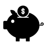 A glyph design, icon of piggy bank vector