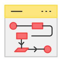 Flow diagram on web page, flat design of web sitemap vector