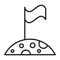 A glyph design, icon of flagged planet vector