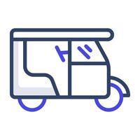 Tuk tuk icon in flat design, rickshaw vector