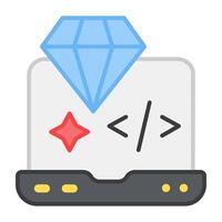 A flat design, icon of premium coding vector