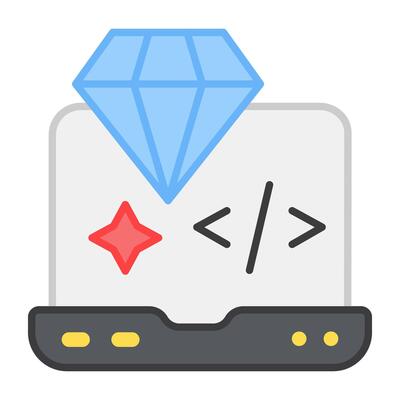 A flat design, icon of premium coding