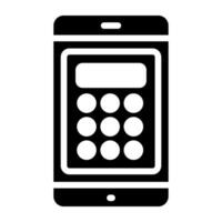 Icon of mobile calculator, solid design of calculation vector