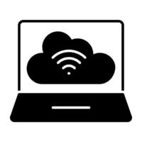 A flat design, icon of laptop cloud vector