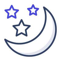 Moon with stars, nighttime icon vector