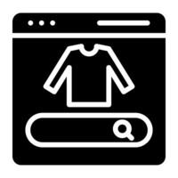 Shirt on web page with search bar, depicting search cloth vector