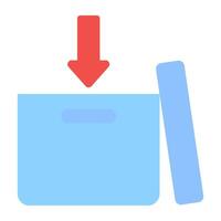 Arrow inside carton, add to box icon vector