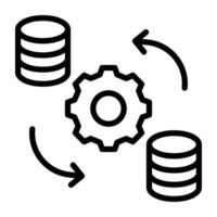 An outline design, icon of database management vector