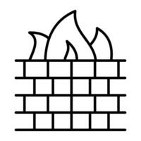 Flame with bricks denoting concept of firewall vector