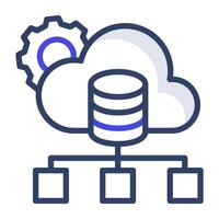 A flat design, icon of cloud database setting vector
