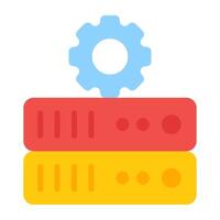 A flat design, icon of server setting vector