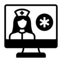 Medical consultant icon, online doctor vector in glyph design